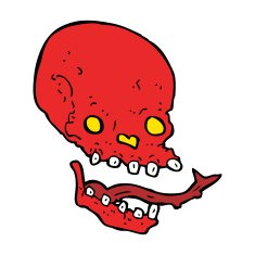 cartoon spooky skull N127