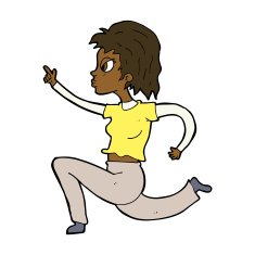 cartoon woman running and pointing N8