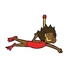 cartoon swimmer with snorkel N8