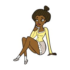 cartoon attractive woman sitting thinking N6