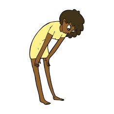 cartoon woman looking at her feet N7