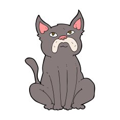 cartoon grumpy little dog N9