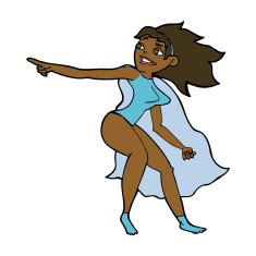 cartoon superhero woman pointing N7