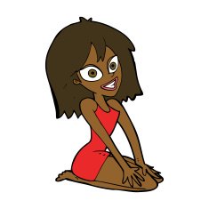 cartoon happy woman in dress N21