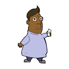 cartoon nervous man with tickets N8