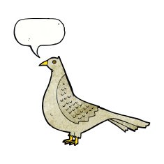 cartoon bird with speech bubble N349