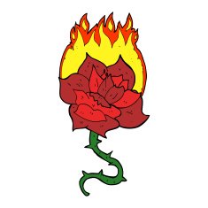 cartoon flaming rose tattoo N4