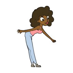 cartoon woman reaching to pick something up N8