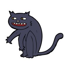 cartoon black cat N46