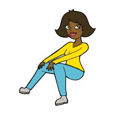 cartoon happy woman sitting N13