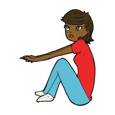 cartoon pretty girl sitting N7