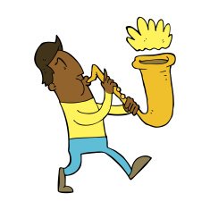 cartoon man blowing saxophone N7