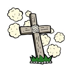 cartoon wooden cross grave N21