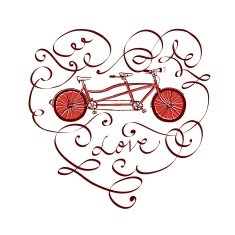 Calligraphic vintage bicycle postcard