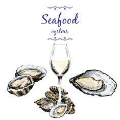 Oysters and wine glass