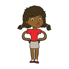 cartoon pretty girl with hands on hips N8