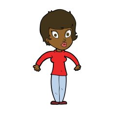cartoon woman shrugging shoulders N342