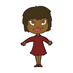 cartoon girl shrugging shoulders N21
