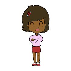 cartoon happy woman with folded arms N14