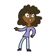 cartoon worried woman pointing N8