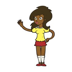 cartoon pretty woman waving for attention N8