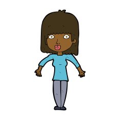 cartoon woman shrugging N42