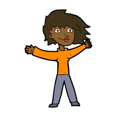 cartoon excited woman waving N7