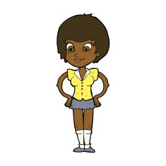 cartoon pretty woman with hands on hips N15