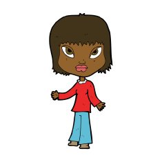 cartoon woman with open arms N70