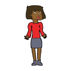 cartoon woman shrugging shoulders N344