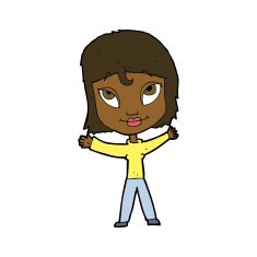 cartoon happy woman waving arms N7