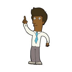 cartoon friendly man with idea N8