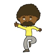 cartoon mustache man disco dancing N7