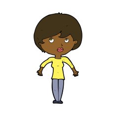cartoon woman shrugging shoulders N346