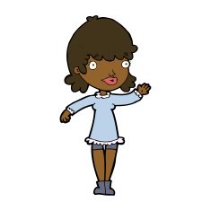 Cartoon Woman Waving N237