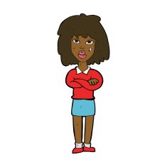 cartoon tough woman with folded arms N8