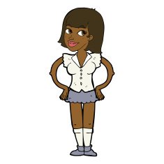 cartoon woman with hands on hips N155