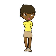 cartoon shy woman N35