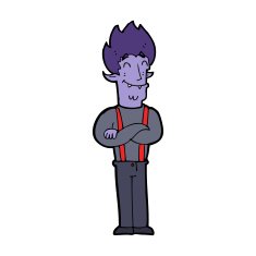 cartoon happy vampire man N22