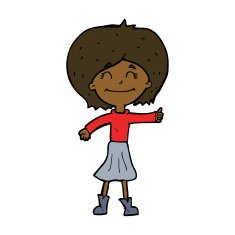cartoon happy girl giving thumbs up symbol N8