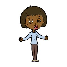cartoon suspicious woman N15