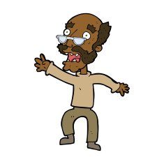 cartoon frightened old man N28