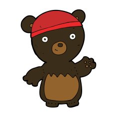 cartoon black bear wearing hat N4