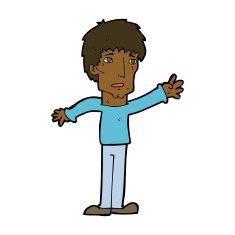 cartoon worried man reaching out N13