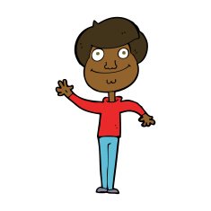 cartoon happy man waving N29