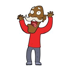 cartoon old man getting a fright N8