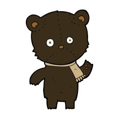 cartoon waving black bear N44