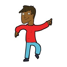 cartoon happy man pointing N46