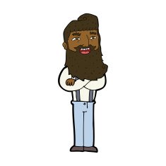 cartoon happy man with beard N34
