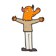 cartoon friendly fox person N4